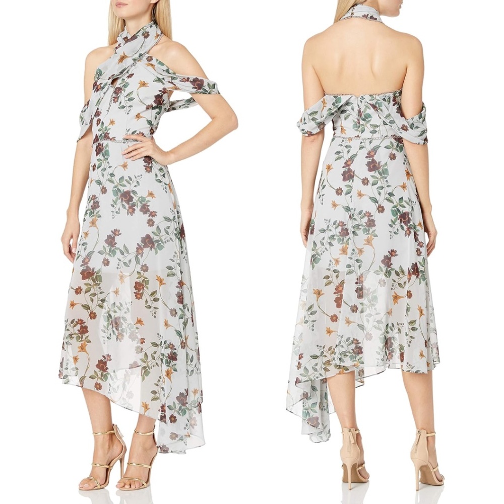 Keepsake the Label Twilight Dreams Floral Print Cold Shoulder Midi Dress
